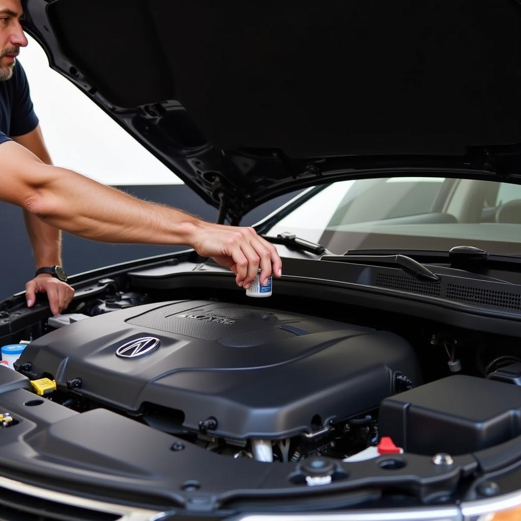 Checking brake fluid level in a 2014 Acura RLX