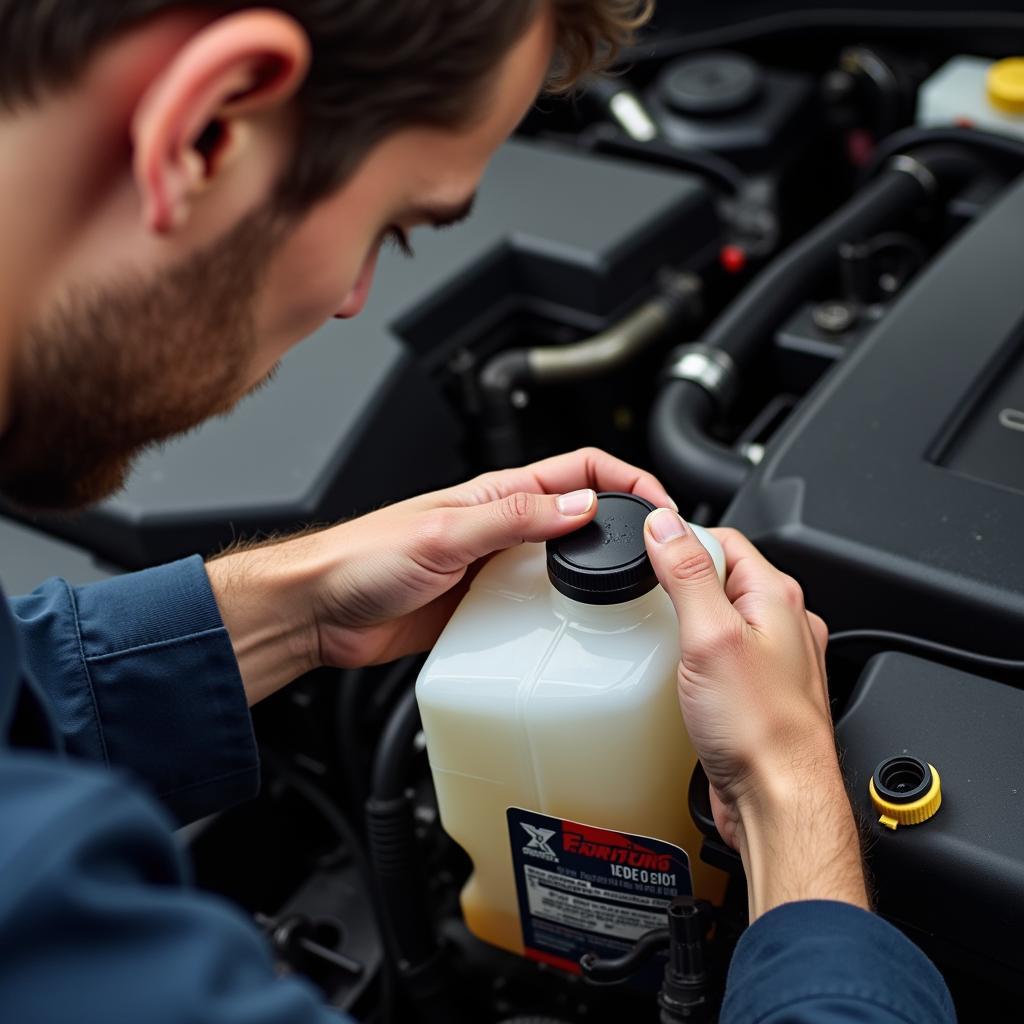 Mechanic Checking Brake Fluid Level