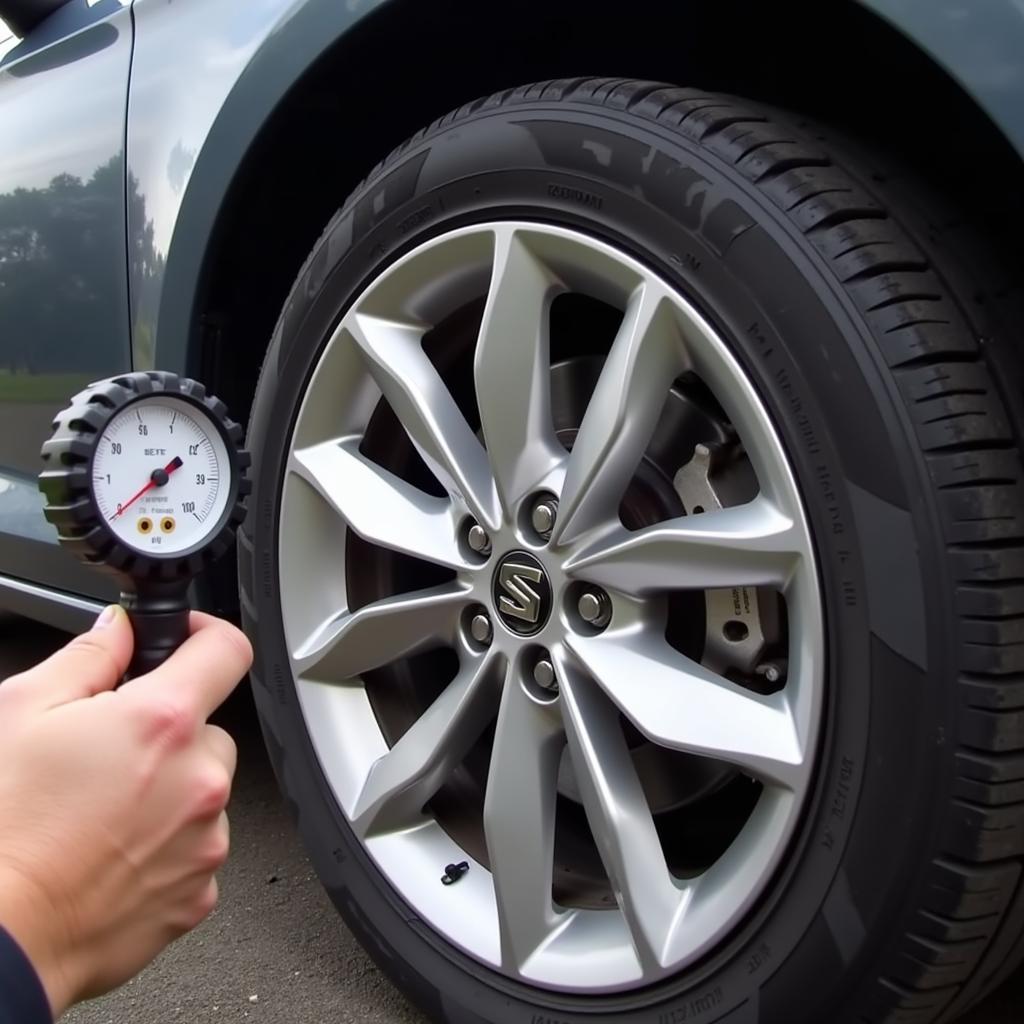 Checking Seat Altea Tyre Pressure with a Gauge