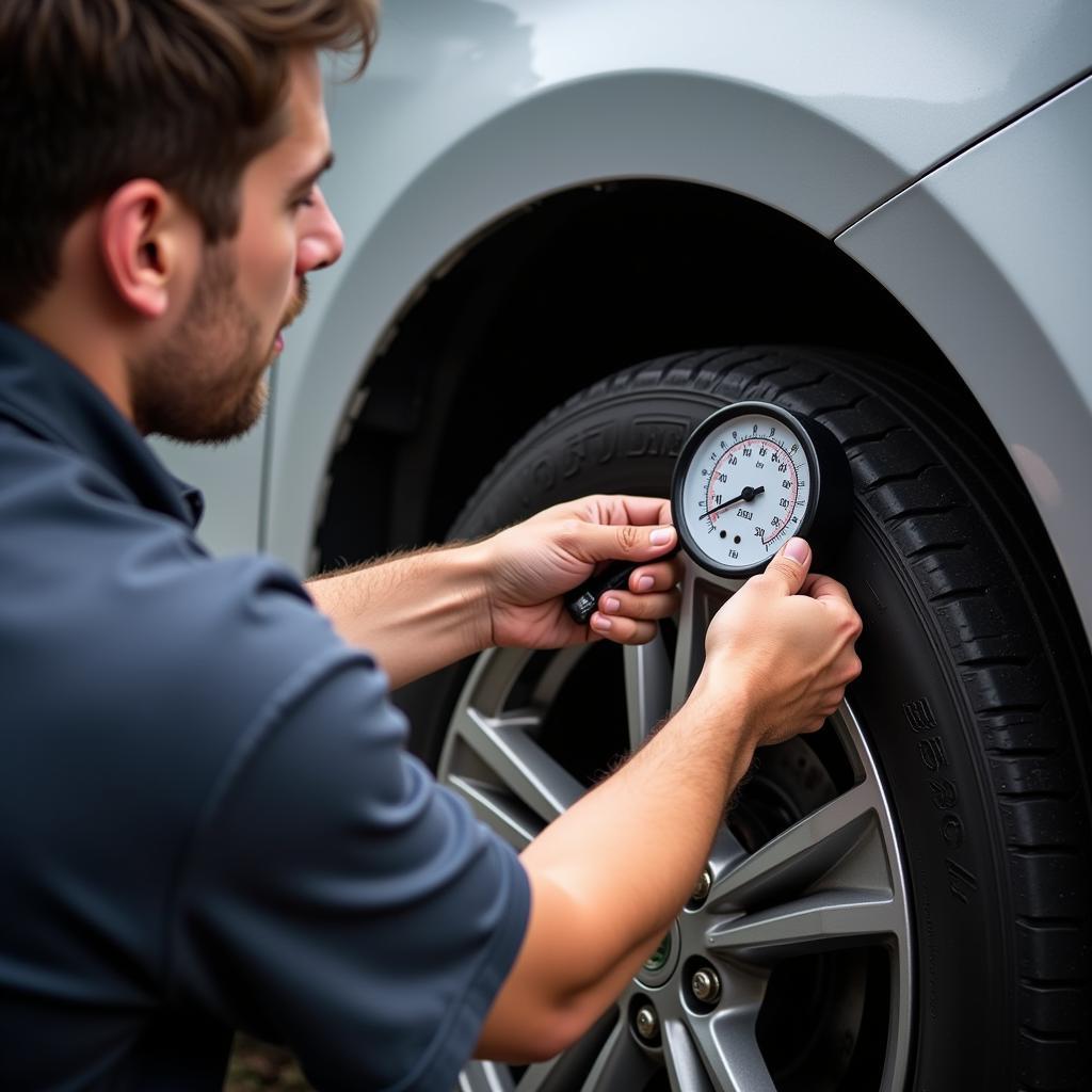 Checking Tyre Pressure on a Seat Ibiza