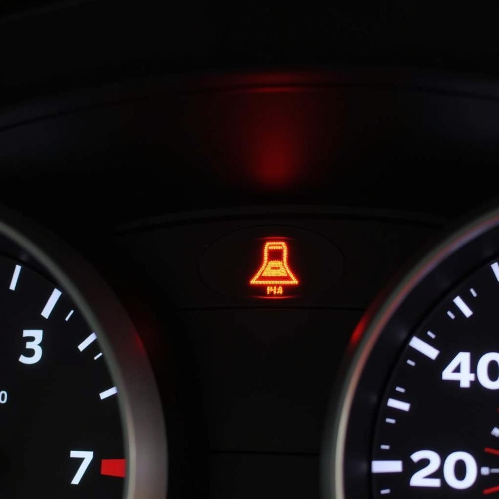 Chevy HHR Dashboard with Brake Warning Light Illuminated