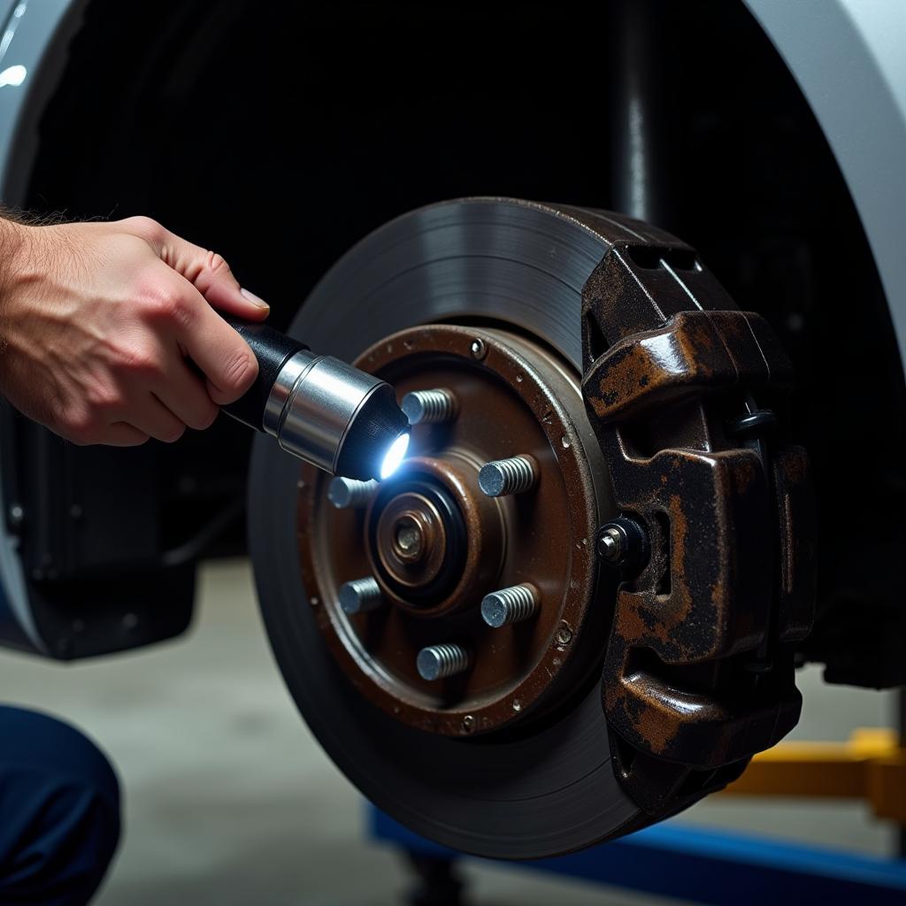 Inspecting Brake Caliper for Leaks