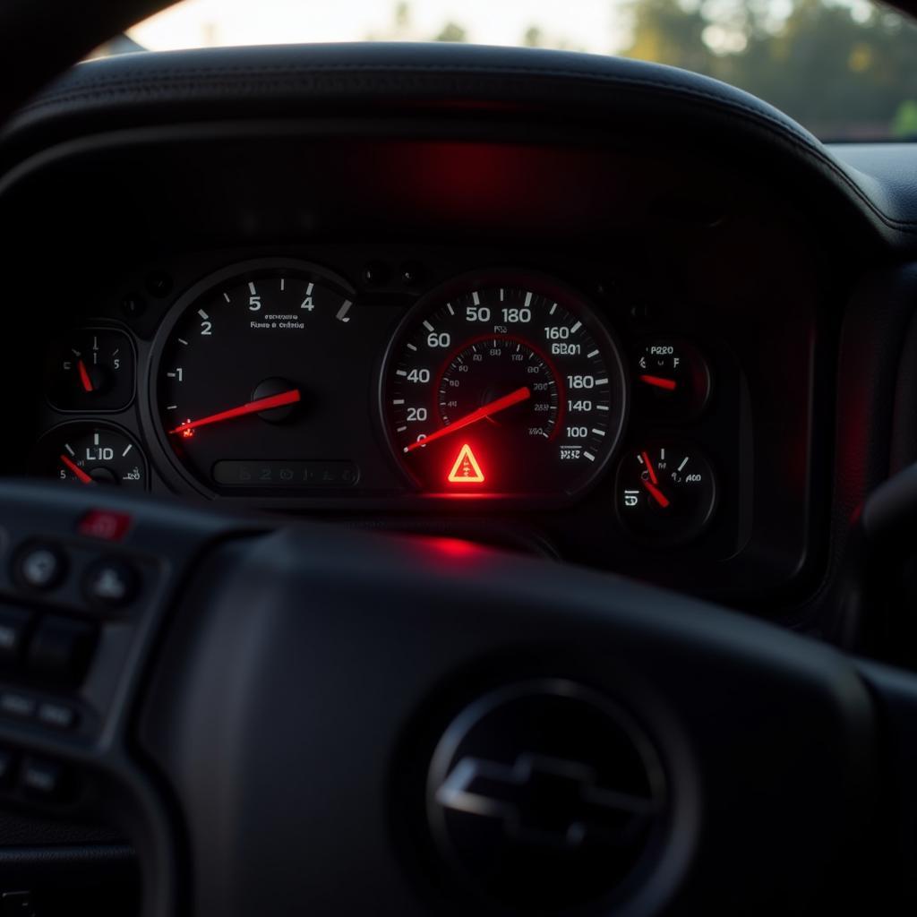 Chevy Truck Dashboard with Flashing Brake Light