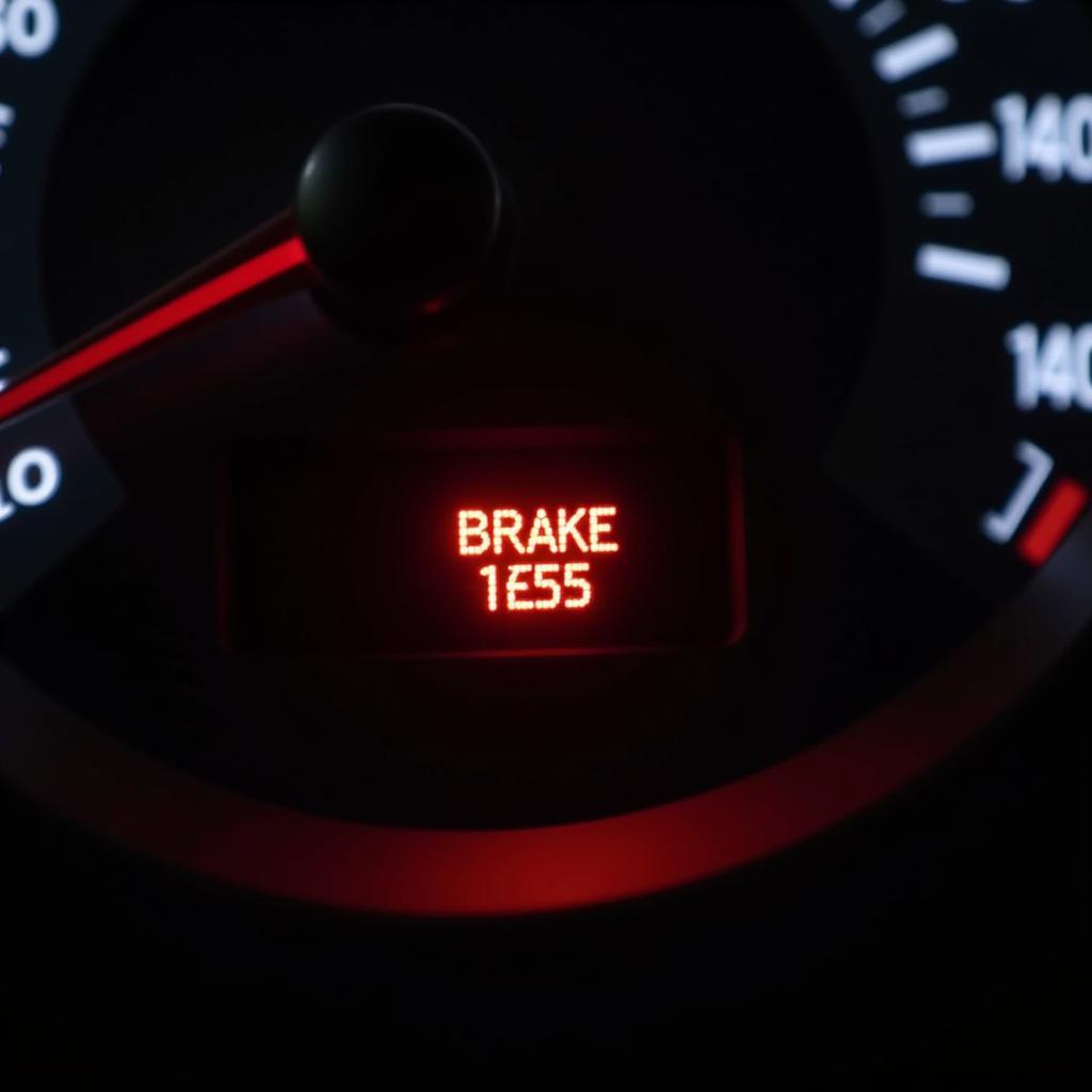 Car Dashboard Showing Flashing Brake Warning Light