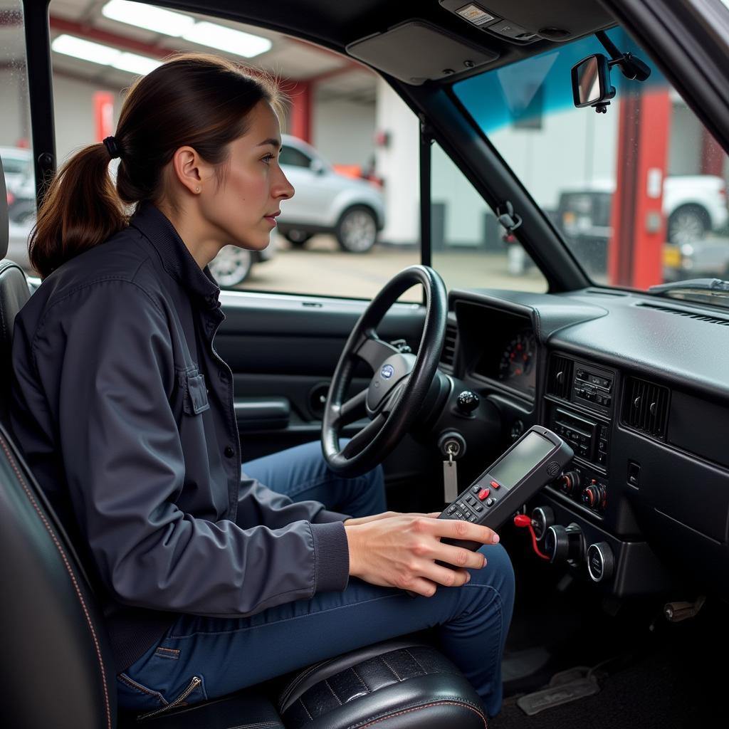 Ford Maverick Undergoing Diagnostic Check