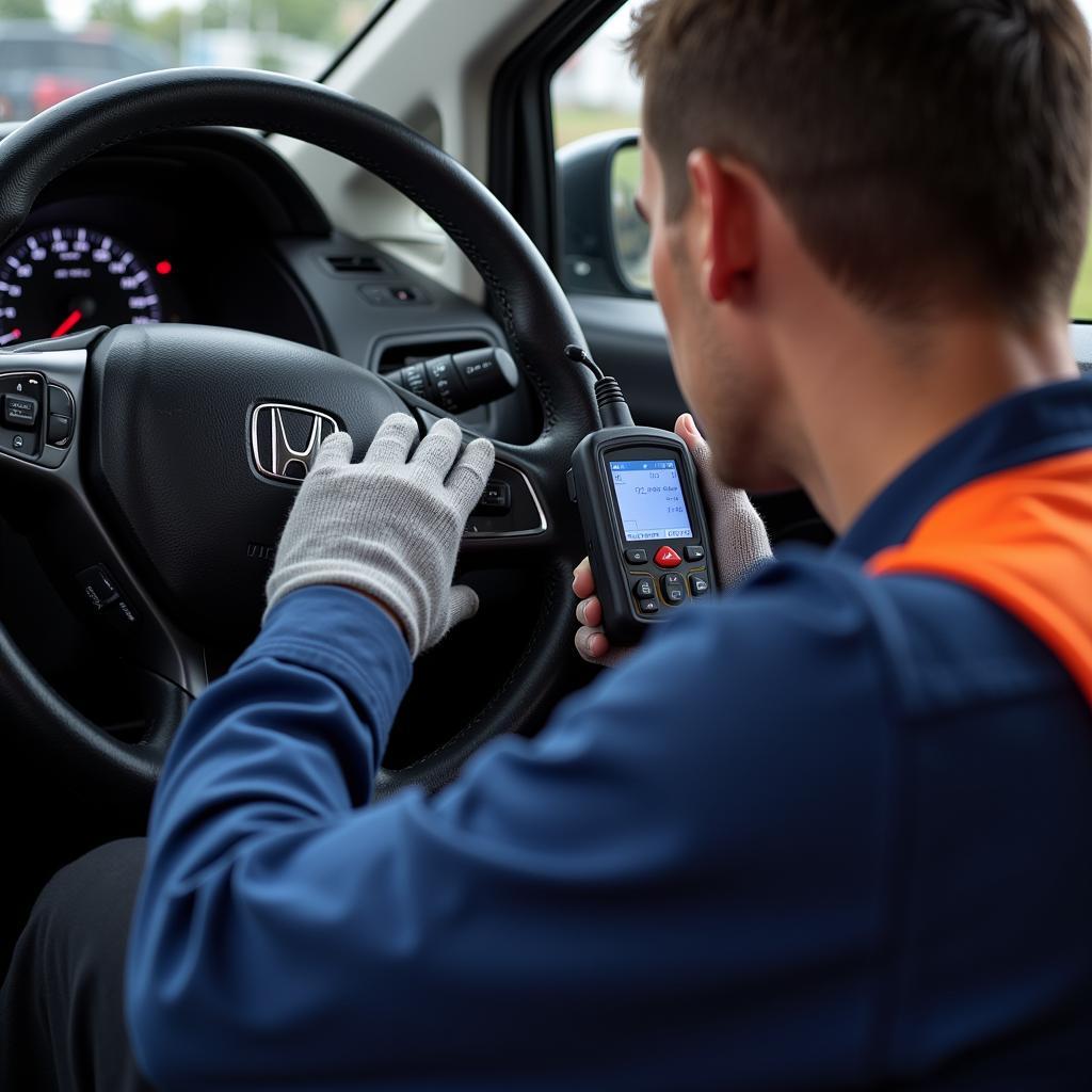 Honda Fit Undergoing Diagnostic Scan