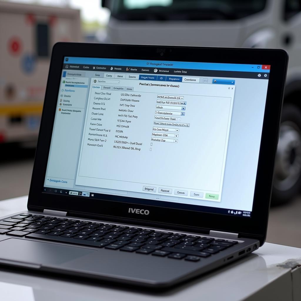 Iveco diagnostic software on a laptop