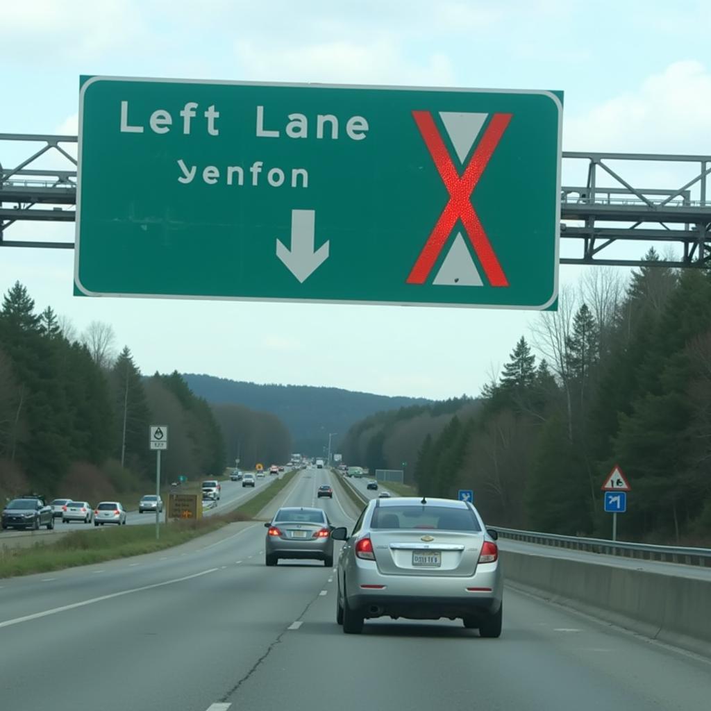 Lane Control Sign Indicating Lane Closure