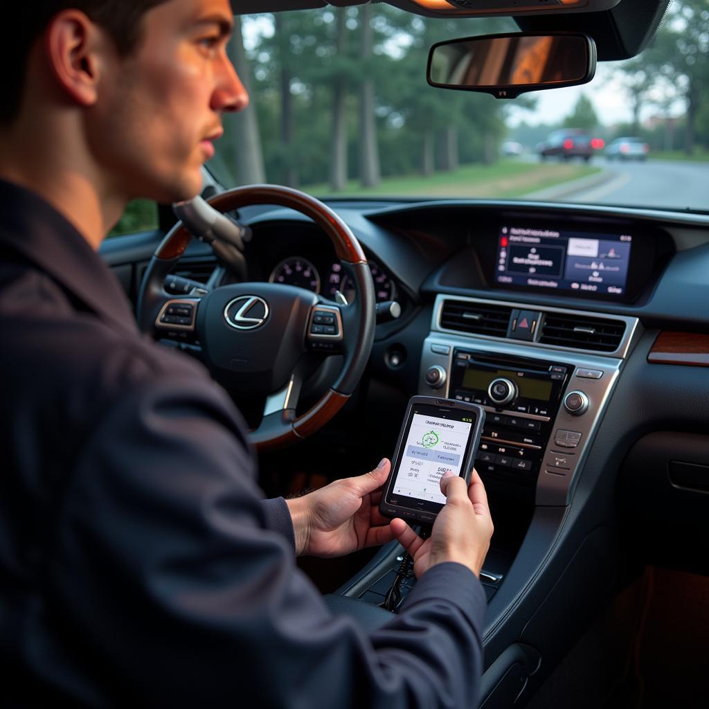 Lexus Mechanic Diagnosing Seat Belt Warning