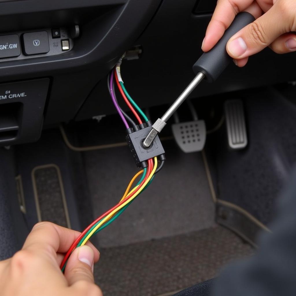 Mechanic Inspecting Car Wiring