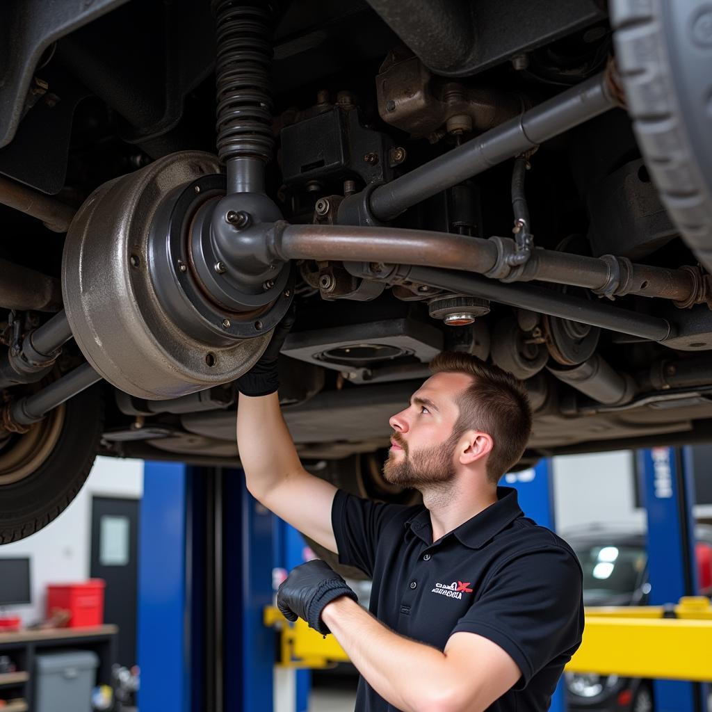 Mechanic Inspecting Nissan Armada 4WD System