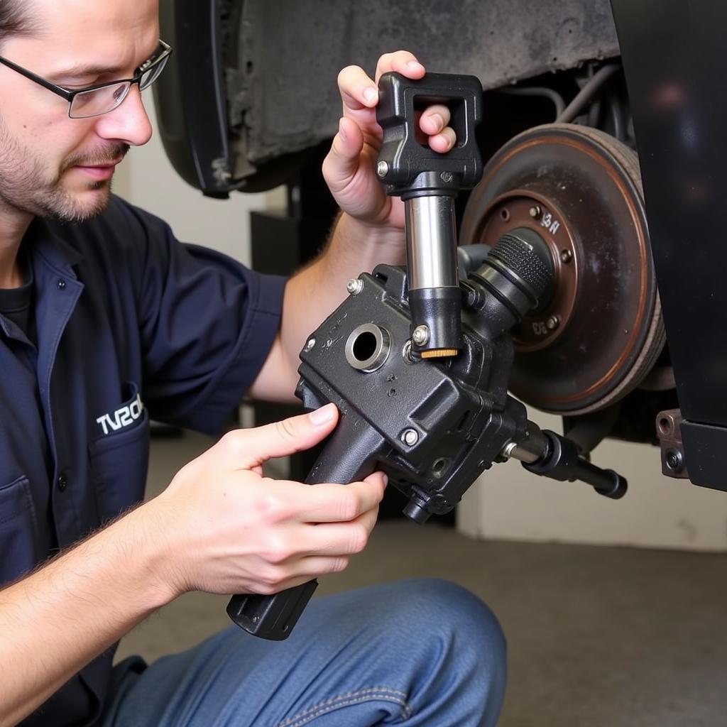 Mechanic Inspecting a Warner Brake Distributor