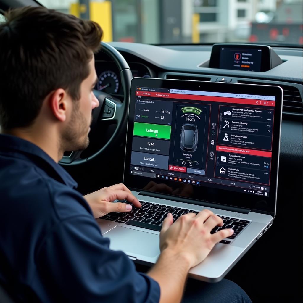 Mechanic Performing Remote Car Diagnostics