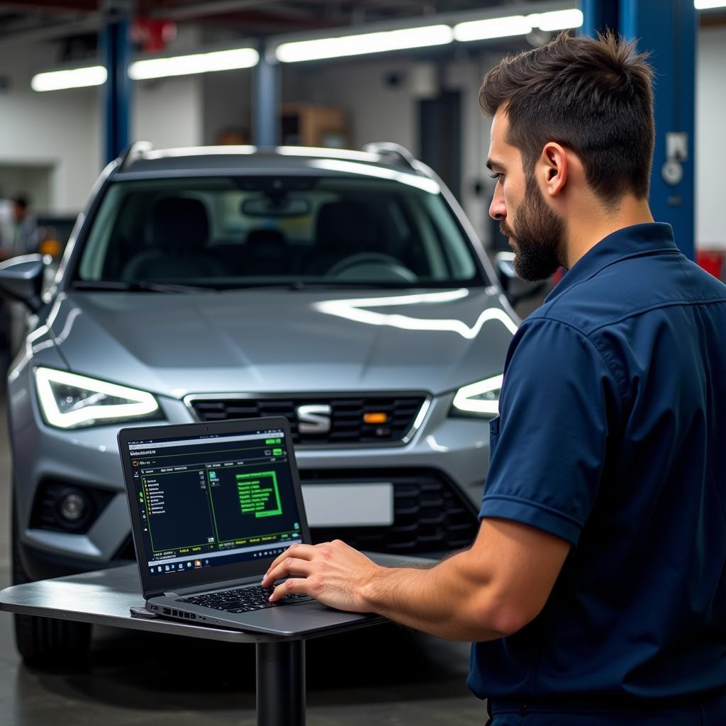 Mechanic Performing Remote Diagnostics