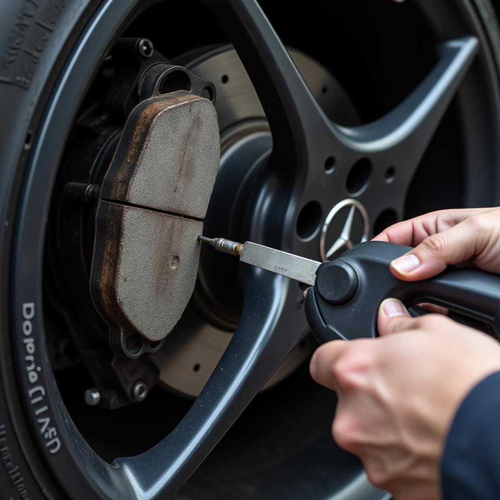 Inspecting Mercedes-Benz Brake Pads