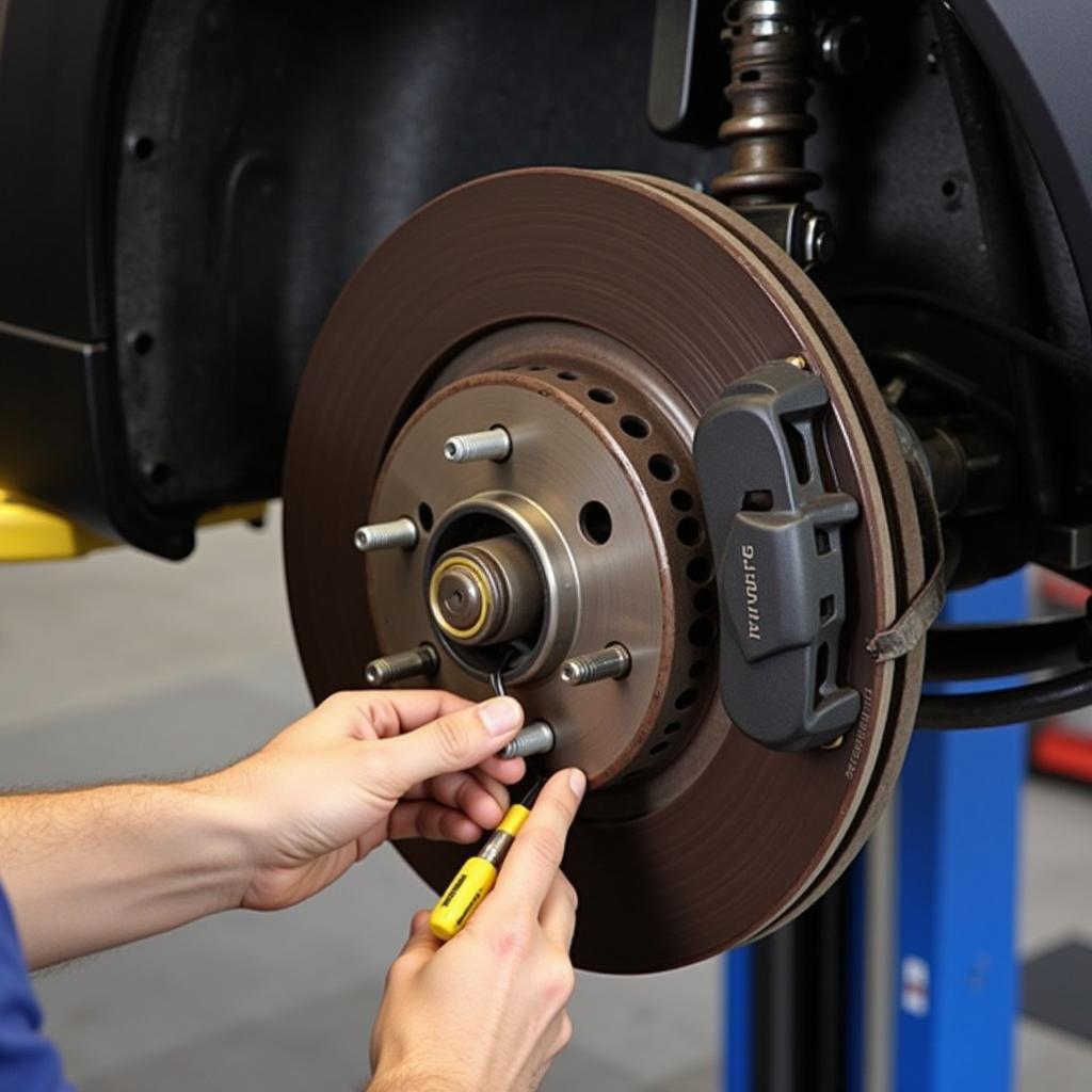 Inspecting Mini Cooper Brake Pads