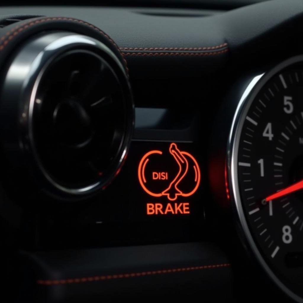 Mini Cooper Dashboard Displaying Brake Warning Light