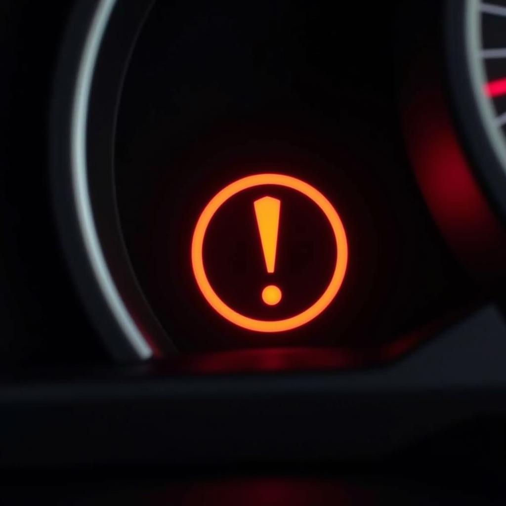 Mitsubishi Lancer dashboard with brake warning light illuminated