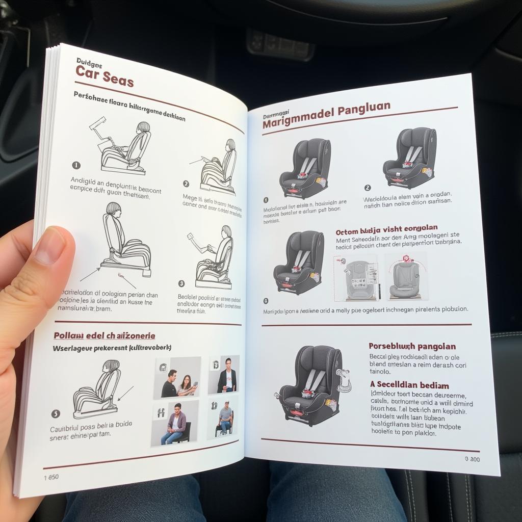 Multilingual car seat instructions manual