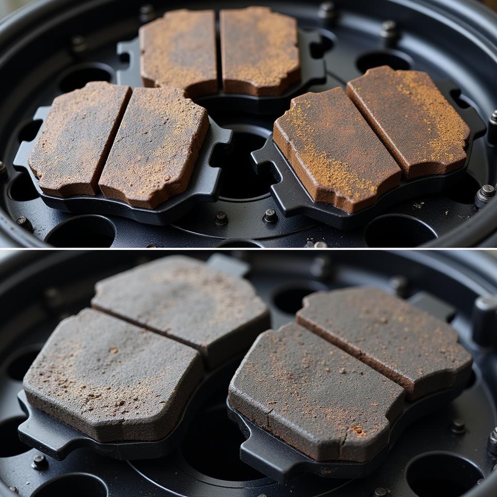 Worn brake pads on a Nissan Altima