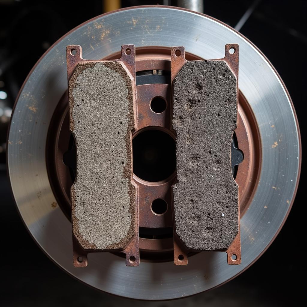 Worn Brake Pads on a Nissan Armada