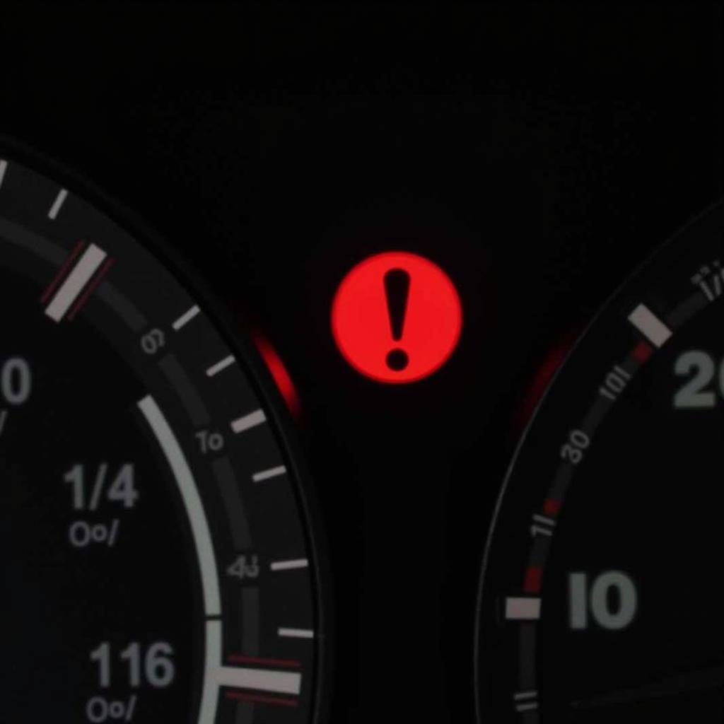 Parking brake warning light on a car's dashboard