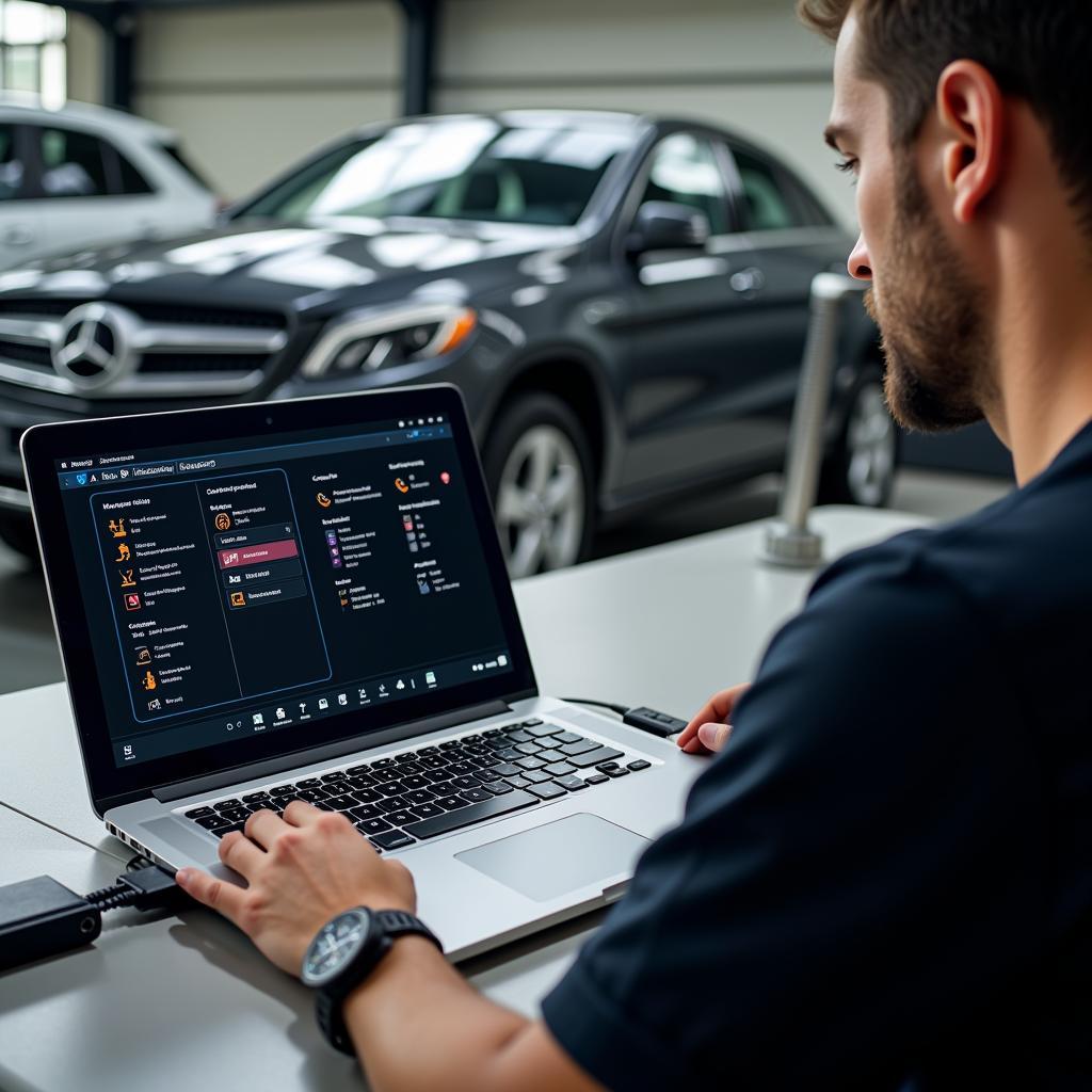 Remote Diagnostics Being Performed on a C300 Mercedes