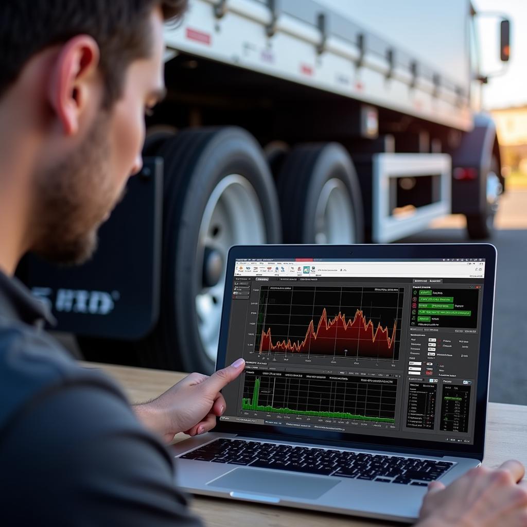 Technician Using Laptop for Remote Diagnostics