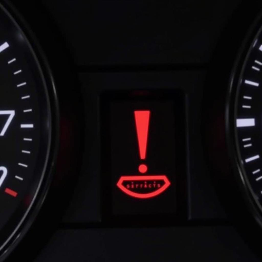 Dashboard display showing tyre pressure warning light