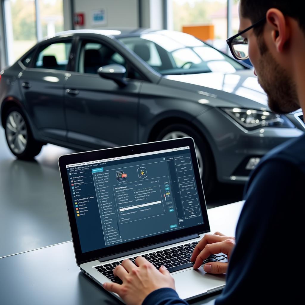 Technician Performing Remote Diagnostics on a Seat Toledo