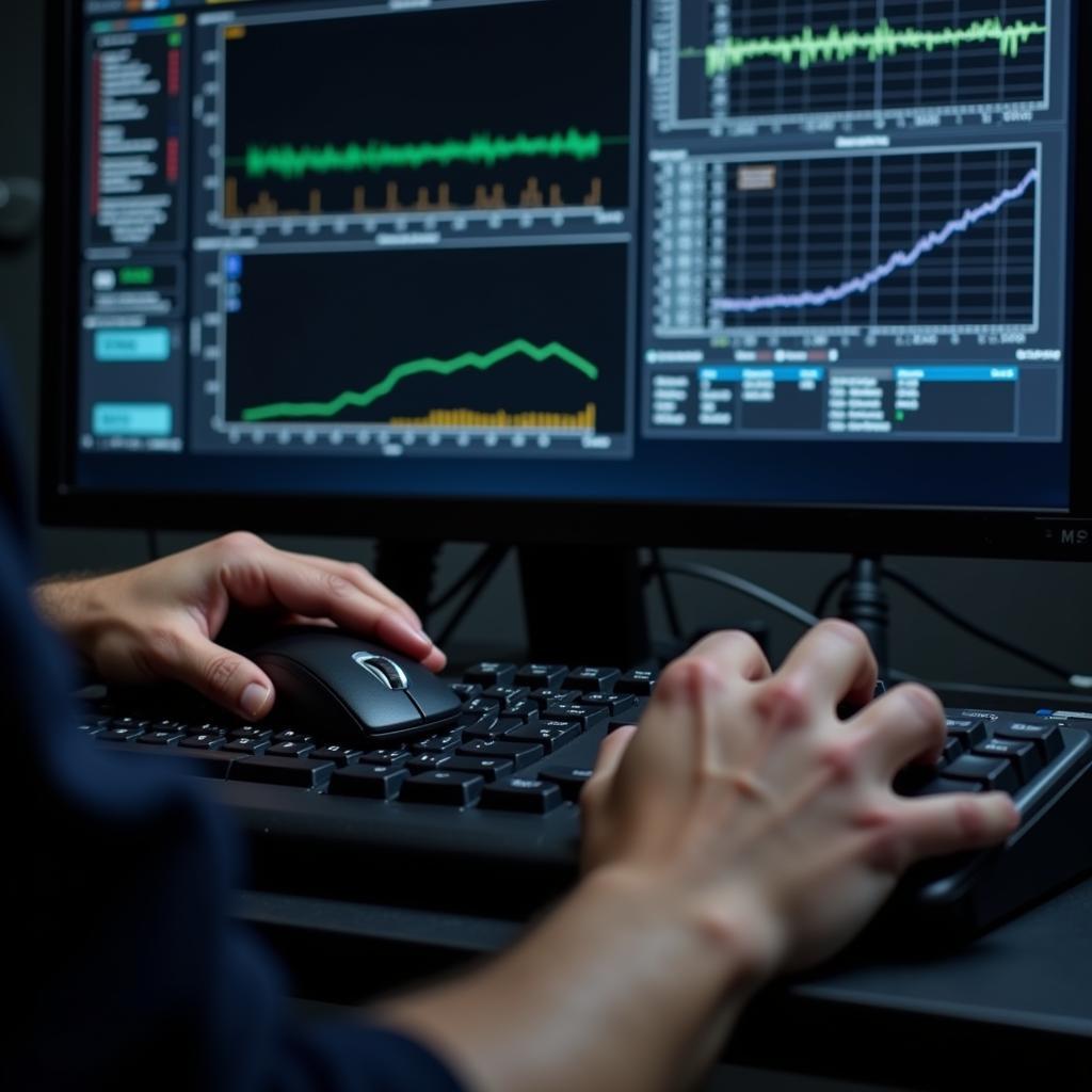 Technician Analyzing Vehicle Data