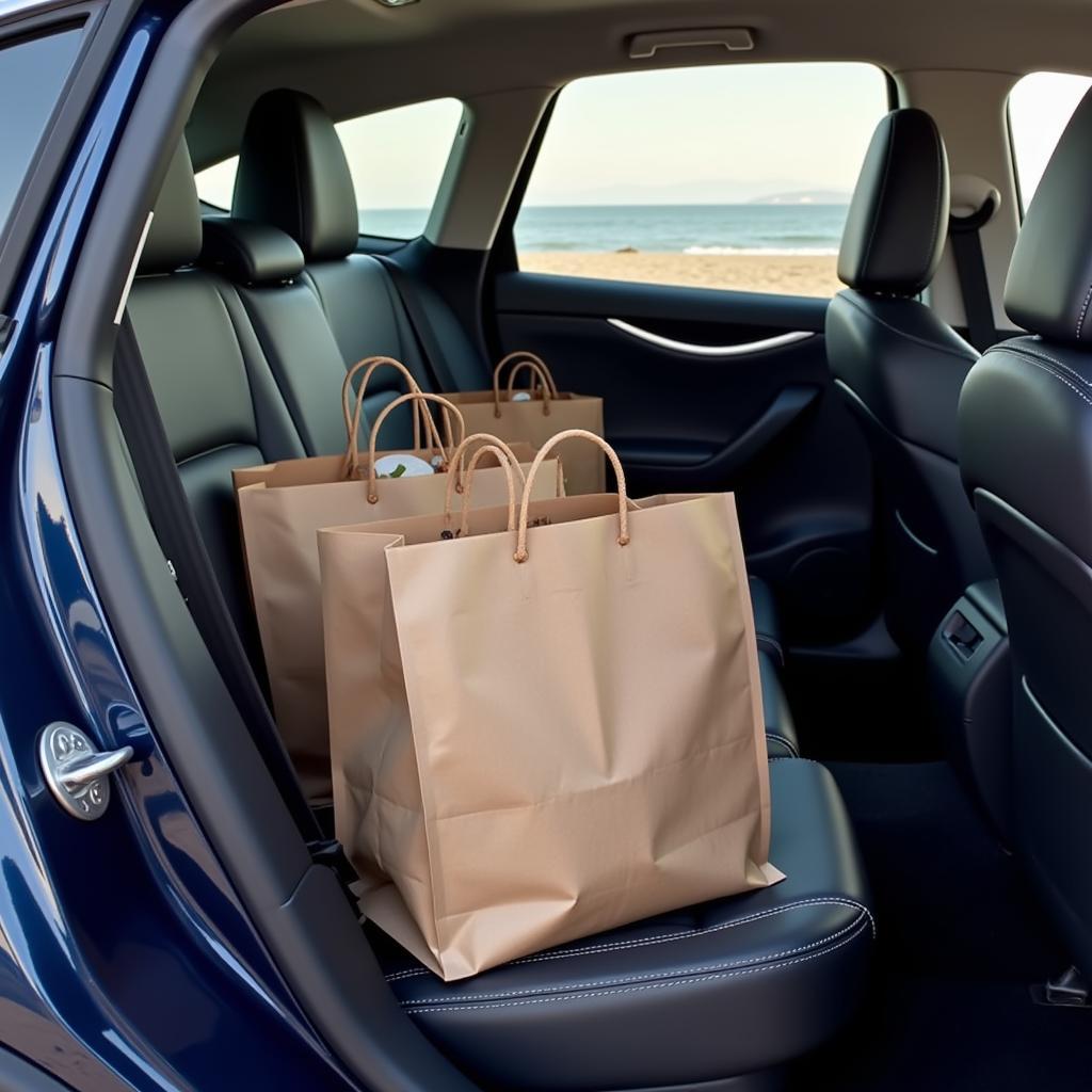 Groceries on Tesla Rear Seat