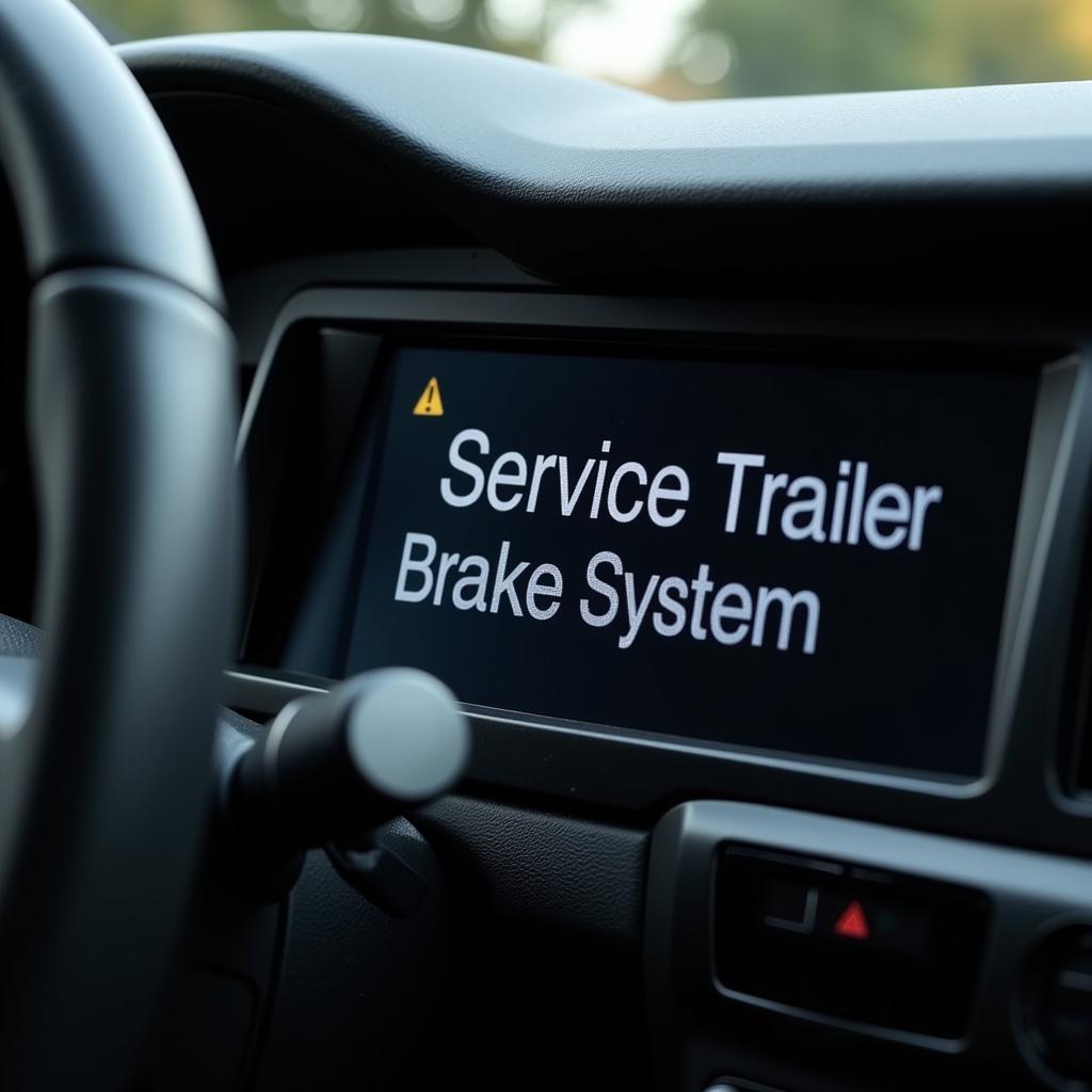 Trailer brake controller displaying a warning message on a vehicle's dashboard