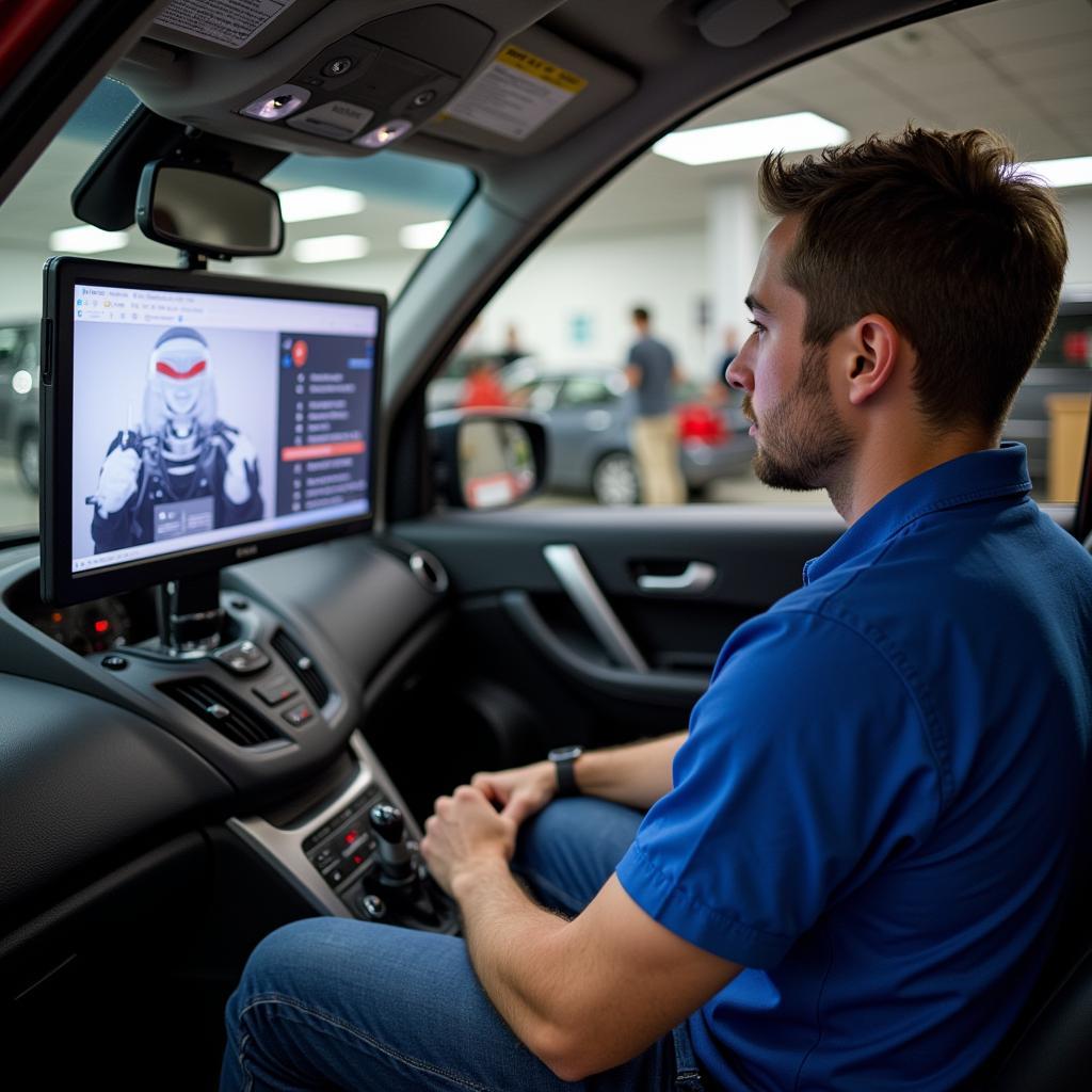 Technician Using a Hot Seat Warning Simulator