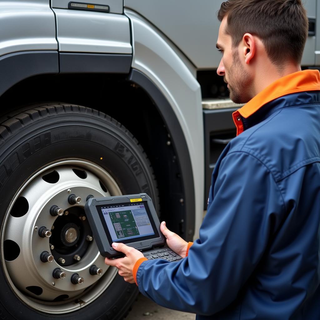 Volvo Technician Diagnosing Brake Cooling System