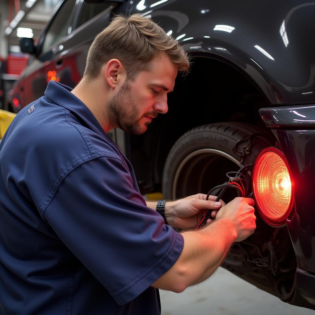 Inspecting Brake Light Wiring on a Volvo V70