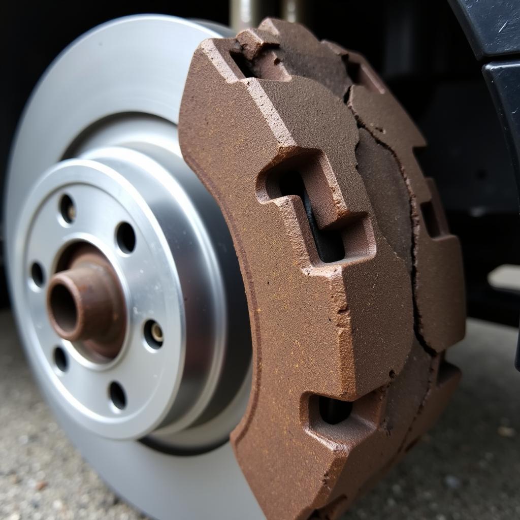 Worn brake pads on a 2012 Audi A6