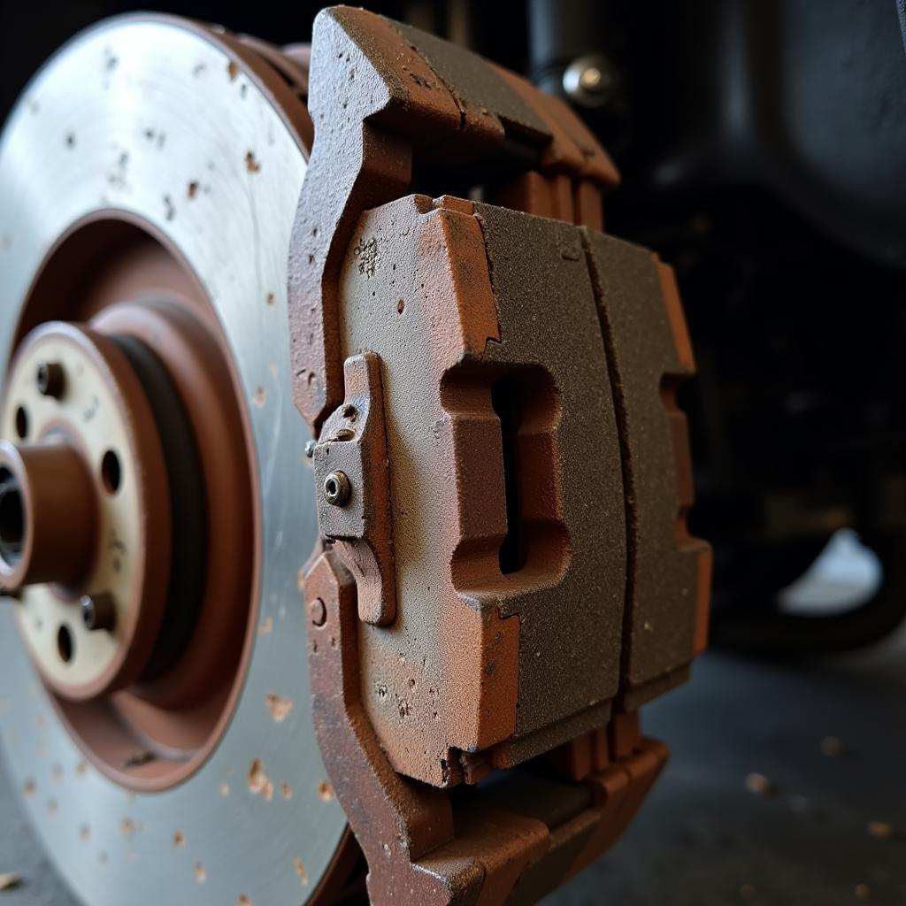 Worn Brake Pads on Subaru