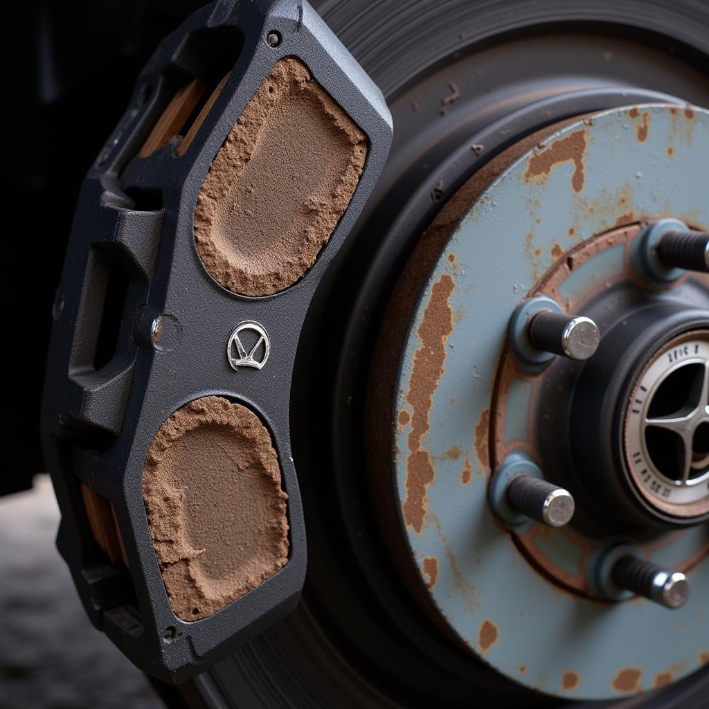 Worn Brake Pads on a Mercedes