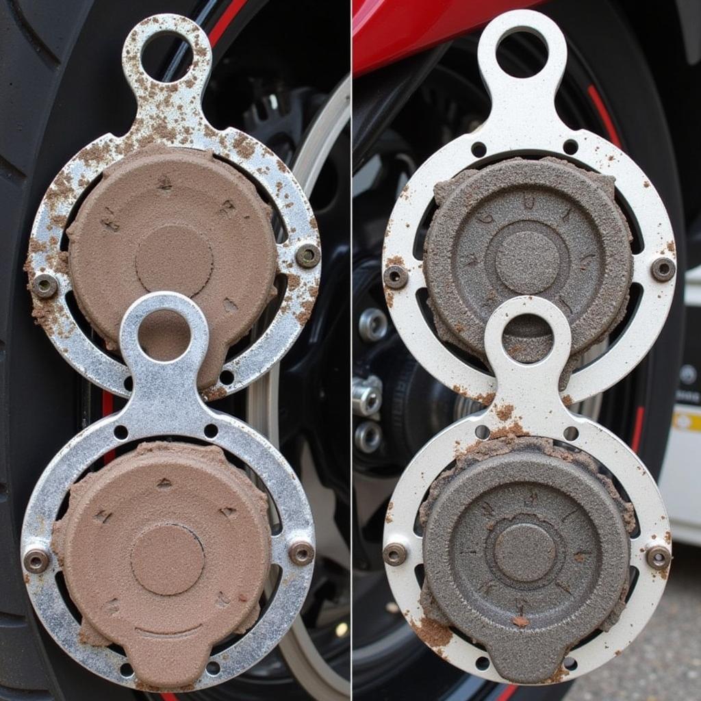 Worn Brake Pads on a Disc Brake