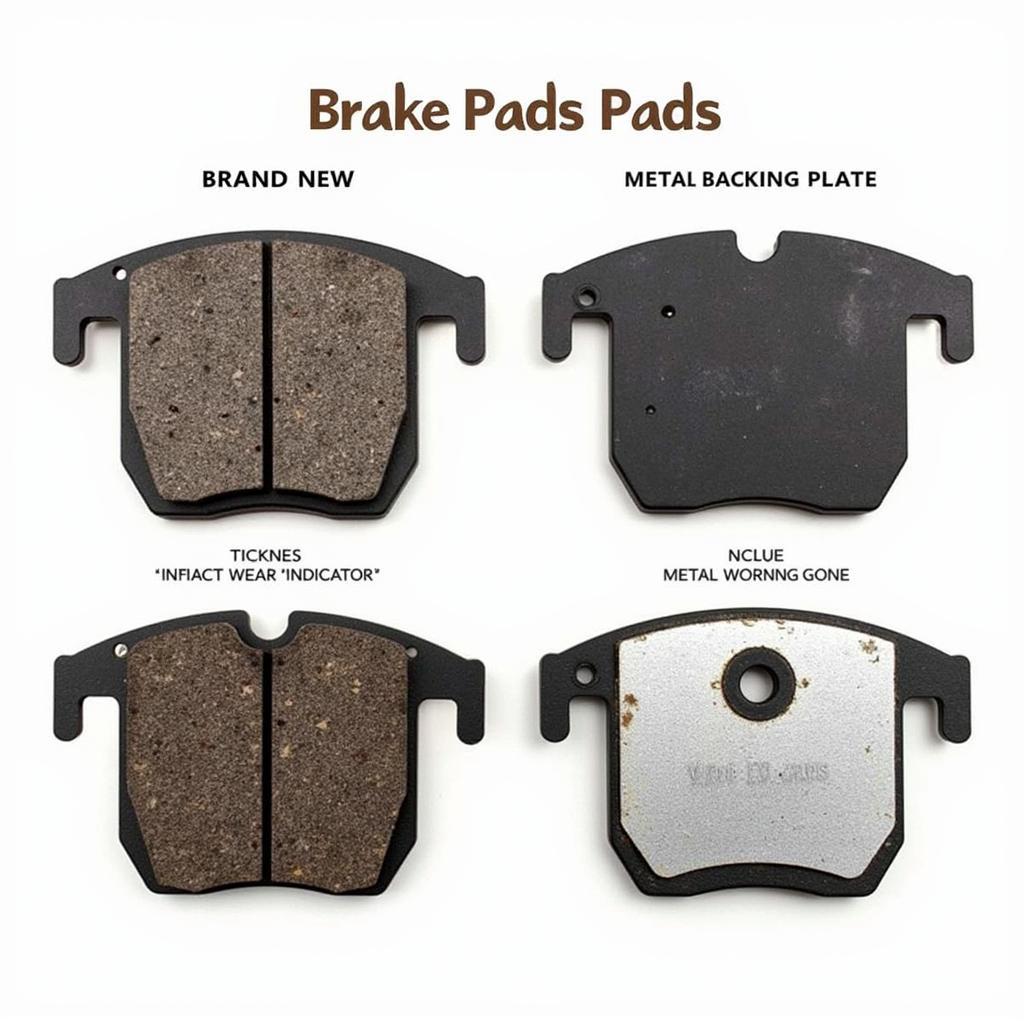 Comparison of new and worn brake pads