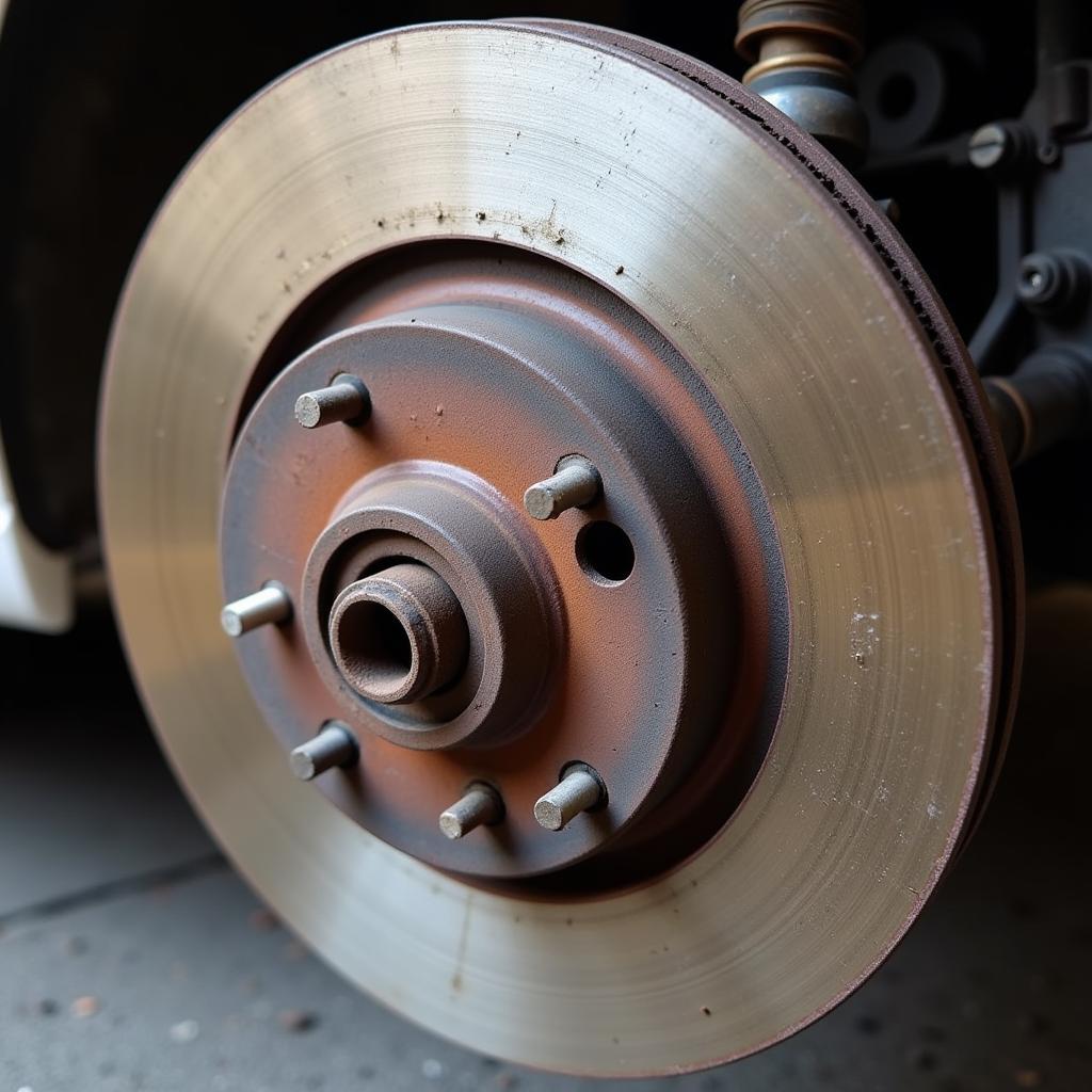 Worn Brake Pads on a Dodge Caravan