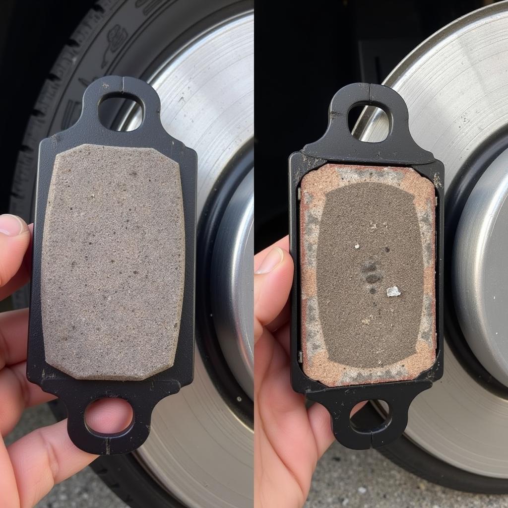 Worn Brake Pads on a Subaru