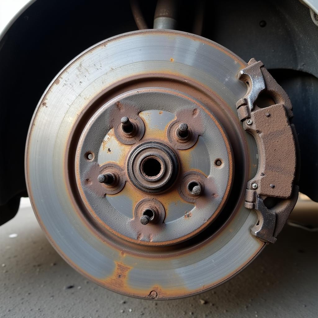 Worn brake pads on a BMW E39