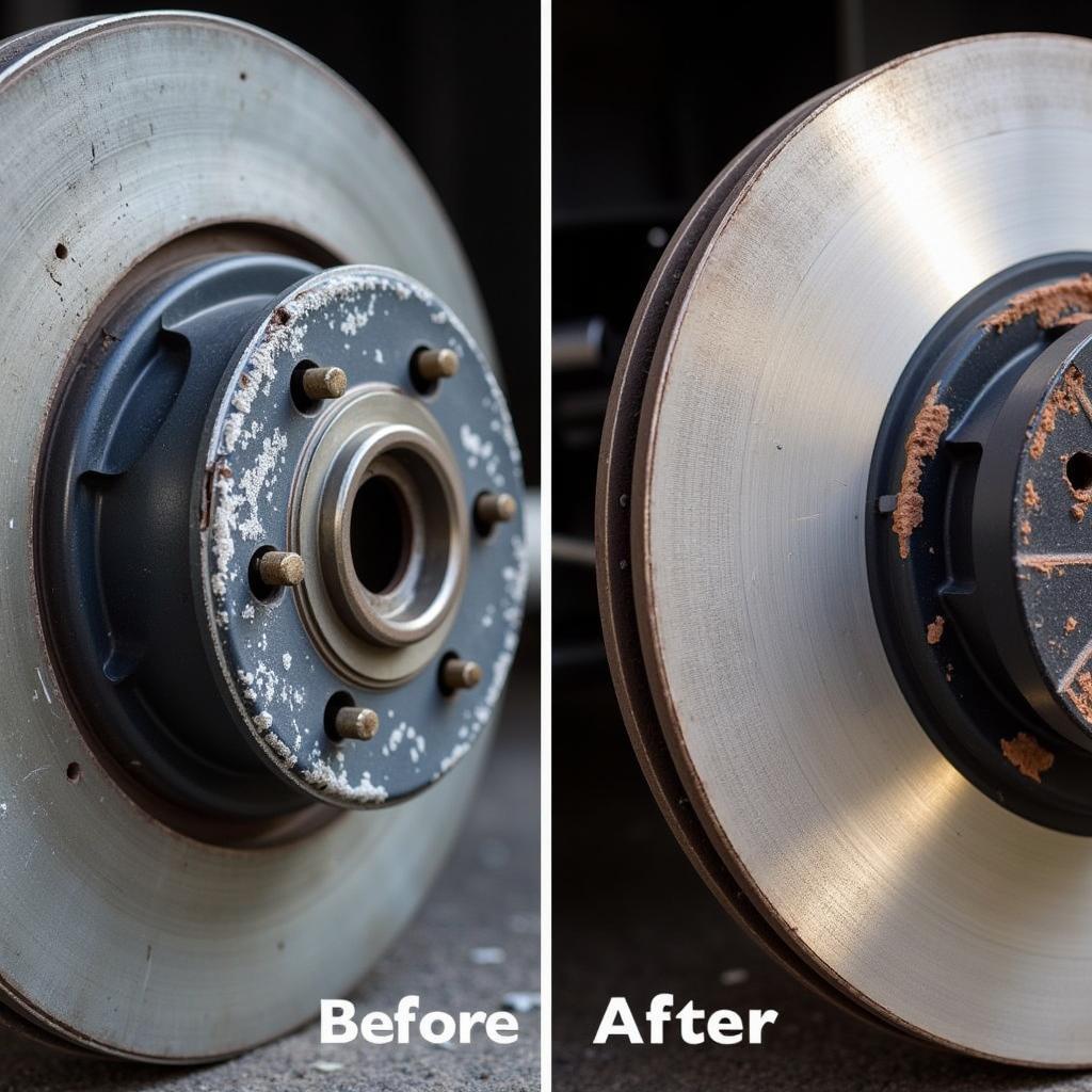 Worn Brake Pads and Rotors on a Mercedes CLS550