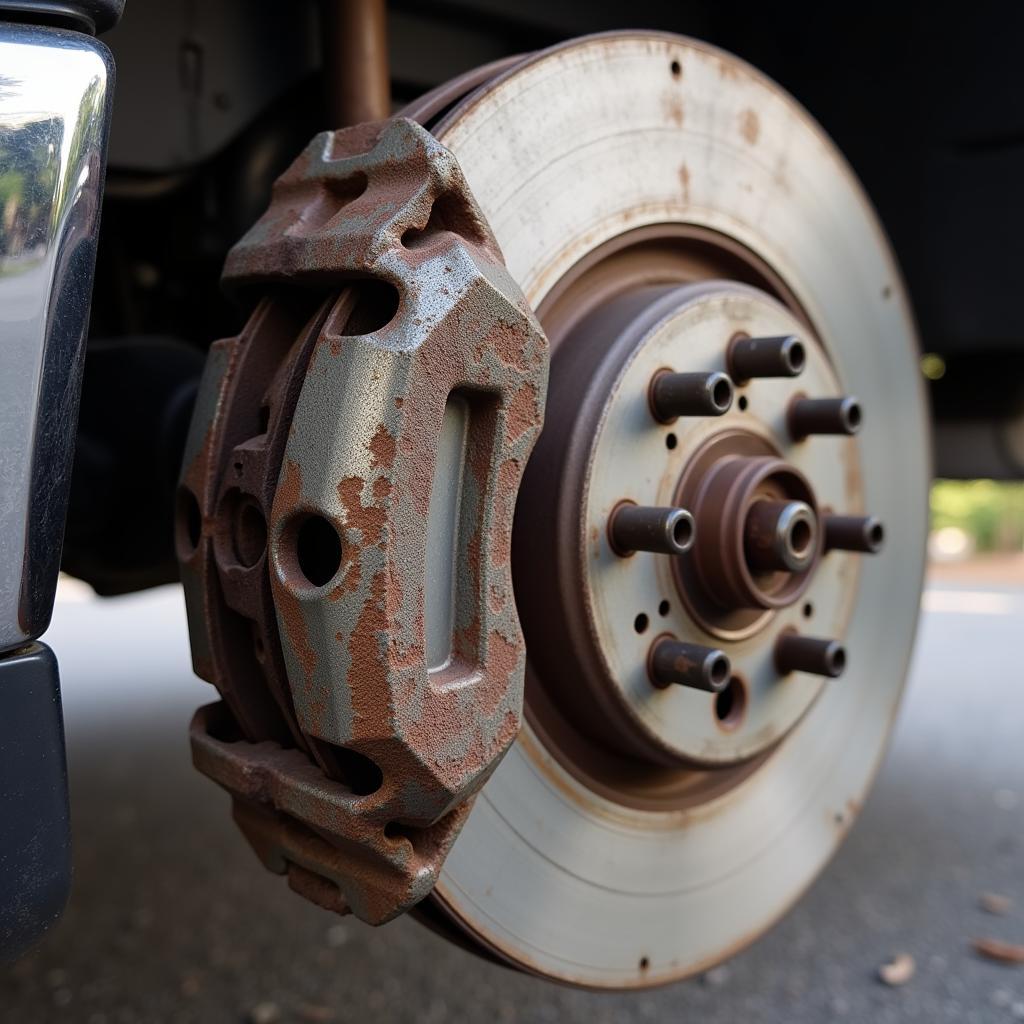 Worn Brake Pads on a GMC Sierra