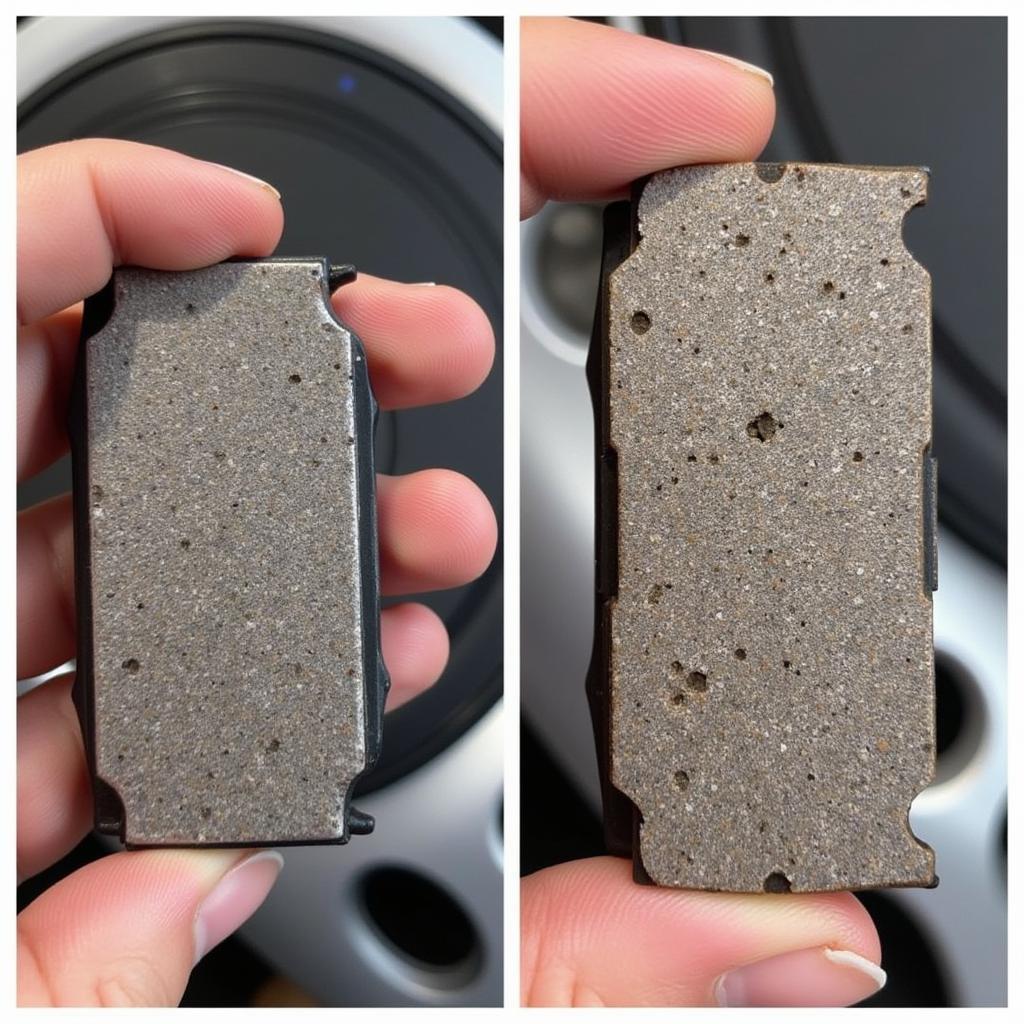 Worn brake pads on a Golf R