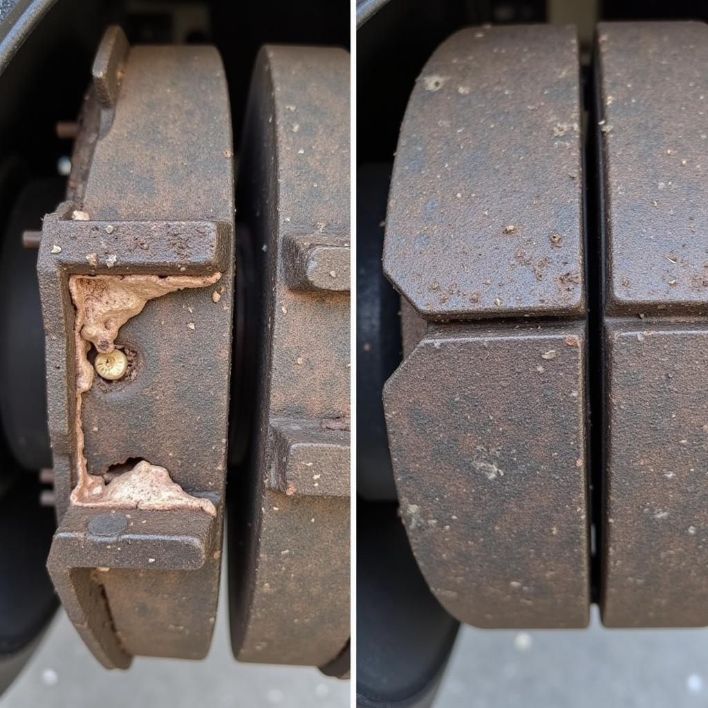 Comparison of Worn and New Brake Pads