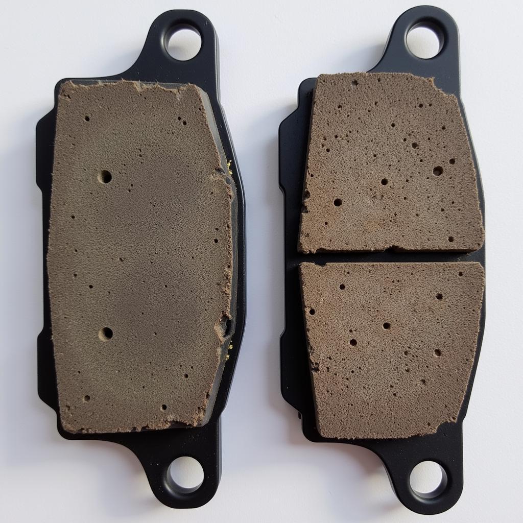 Worn brake pads on a VW Passat