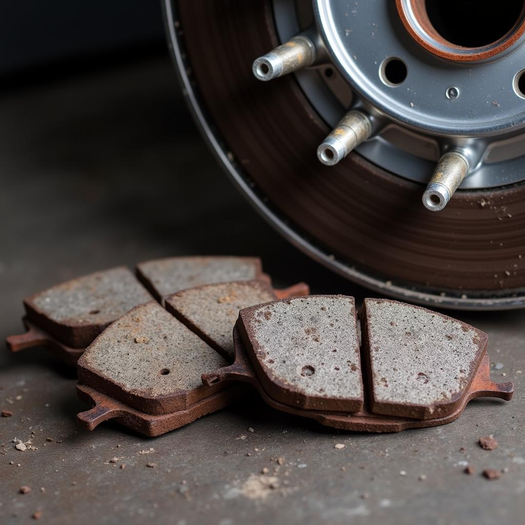 Worn Brake Pads and Rotor